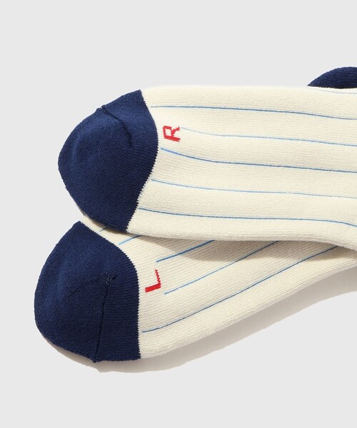 ADAM ET ROPE'（アダムエロペ）の「【HELLA GREEN/ヘラグリーン】Stripe Sox（ソックス/靴下・メンズ・グリーン/ネイビー・F）」の9枚目の写真