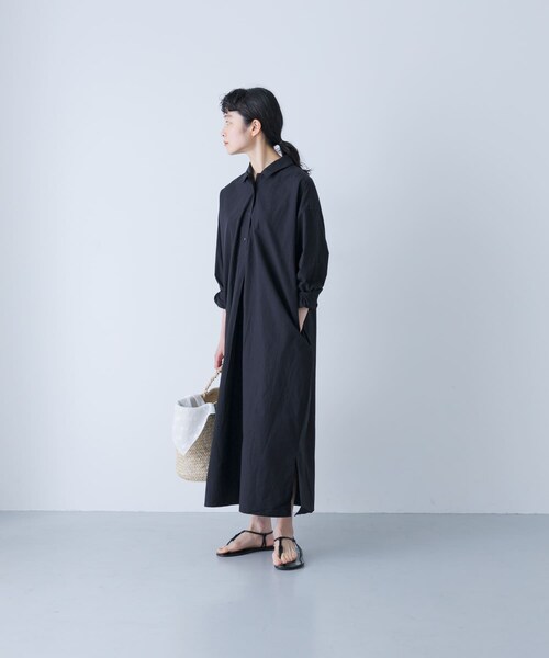 かぐれ（カグレ）の「『2サイズ展開』コットンシルクシャツワンピース（ワンピース・レディース・BEIGE/BLACK/PINK・0/1）」の16枚目の写真