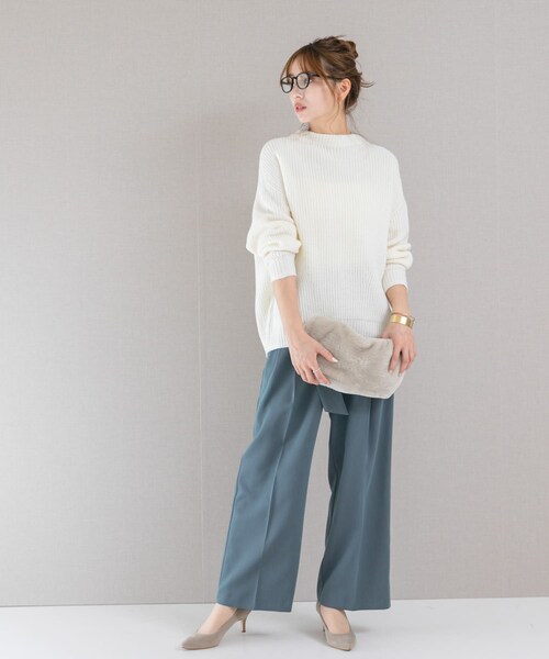 URBAN RESEARCH ROSSO（アーバンリサーチロッソ）の「ボートネックバックスリット畦ニット（ニット/セーター・レディース・OFF WHITE/LEMON/MINT/D/NAVY・FREE）」の14枚目の写真