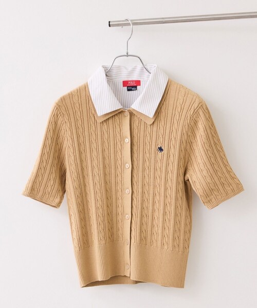 VIS(ビス)の「【POLO BCS】VIS別注ケーブルドッキング衿付きカーディガン(カーディガン/ボレロ・レディース・グレー/ベージュ/ネイビー・F)」の9枚目の写真