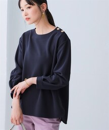 nissen | しわになりにくいキレイ目リップル肩ボタン９分袖プルオーバー（抗菌防臭・防しわ）(Tシャツ/カットソー)