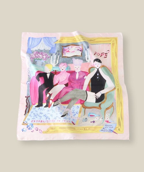 ROPE'(ロペ)の「【4 ARTIST for ROPE'】コラボ シルクスカーフ/Lサイズ(バンダナ/スカーフ・レディース・ダークグリーン/サックス/レッド/ピンク・F)」の5枚目の写真