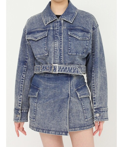 MURUA（ムルーア）の「クロップドGジャン（デニムジャケット・レディース・ブラック/オレンジ/ブルー・F）」の3枚目の写真