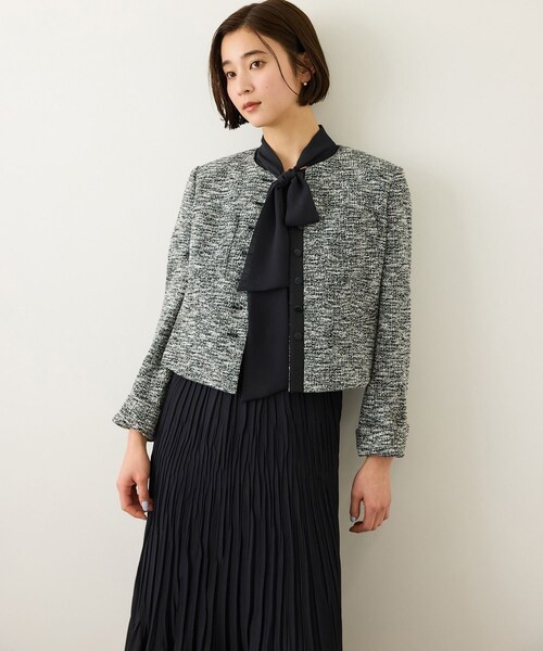 ROPE'(ロペ)の「ジョーゼットフレンチスリーブプリーツワンピース/26SS(ワンピース・レディース・ネイビー・36/38)」の4枚目の写真
