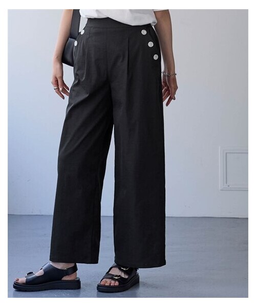 nissen（ニッセン）の「サラチノストレッチワイドパンツ(吸汗速乾・接触冷感・UVカット)＜大きいサイズ有＞（パンツ・レディース・ベージュ/アイボリー/黒/【DROP】カーキ・S/M/L/LL/3L/4L/5L/6L/8L/10L）」の19枚目の写真