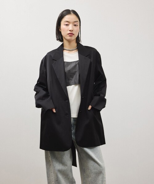 ADAM ET ROPE'（アダムエロペ）の「シルキーリラックスジャケット（テーラードジャケット・レディース・ブラック/ベージュ・36/38）」の16枚目の写真