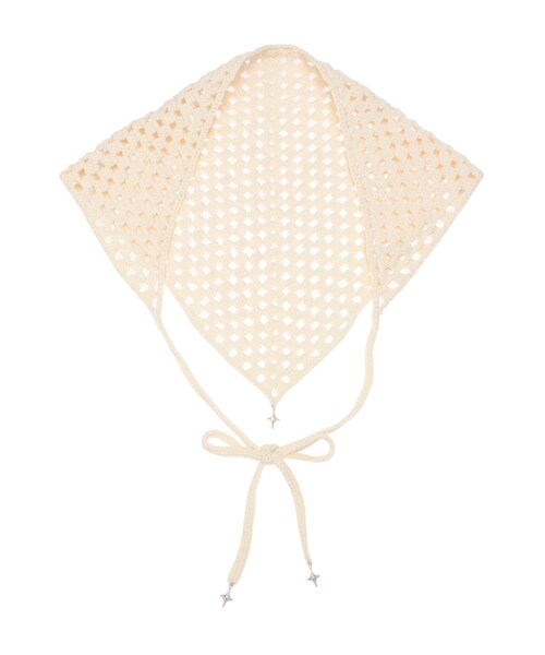 EMODA（エモダ）の「クロシェチャームバンダナ（マフラー・レディース・ホワイト/ブラック/レッド/ライトミックス・F）」の2枚目の写真