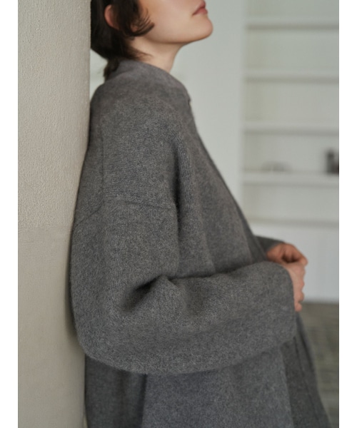 エレンディーク　ベーシック　CNラクーンミックスダブルカーディガン　グレー ELENDEEK カーディガン CNラクーンミックスダブルカーディガン