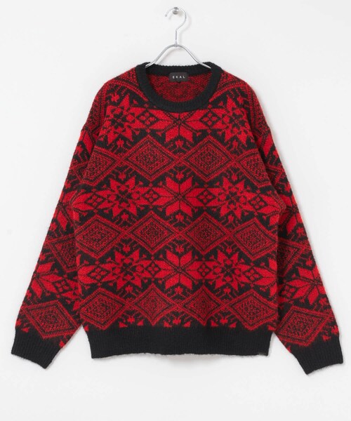 EKAL（エカル）の「ノルディックニットプルオーバー（ニット/セーター・メンズ・ブラウン/レッド・M/L）」の20枚目の写真