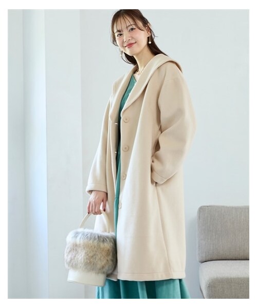 nissen（ニッセン）の「大きいサイズ 裏畔セーラーカラーハーフコート（ジャケット/アウター・レディース・黒/スモーキーブルー/アイボリー・L/LL/3L/4L/5L/6L/8L/10L）」の12枚目の写真