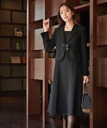 nissen | 【喪服・礼服】防しわテーラードアンサンブル(ジャケット+前開きセミフレアワンピース)(オールシーズン対応)<大きいサイズ有>(フォーマルスーツ/小物)