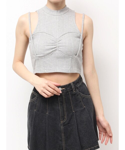 EATME（イートミー）の「ビスチェデザインラメリブTOP（タンクトップ・レディース・オフホワイト/グレー/ブラック・F）」の6枚目の写真