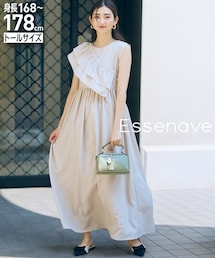 slattgir | 高身長　リネンライクマルチウェイフリル衿ワンピース（トールサイズ）Essenave(ワンピース)