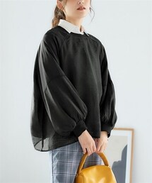 nissen | 大きいサイズ  ゆるシルエットシア―コンビスウェットトップス(Tシャツ/カットソー)