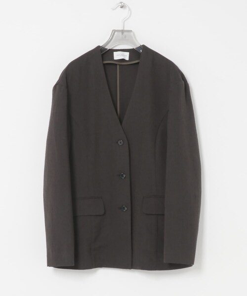 URBAN RESEARCH（アーバンリサーチ）の「new basic　WOOL LINEN SILK JACKET（ノーカラージャケット・レディース・BROWN・36/38）」の3枚目の写真