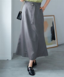 nissen | 大きいサイズ リネンライク細ベルトマーメイドスカート（ゆったりヒップ）（セットアップ対応）(スカート)