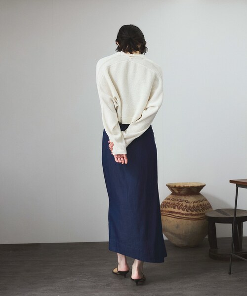 ADAM ET ROPE'（アダムエロペ）の「【セットアップ対応】デニムアシンメトリードレープスカート（デニムスカート・レディース・ネイビー・M/S）」の21枚目の写真