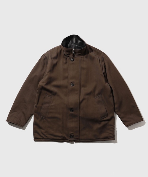 ADAM ET ROPE'（アダムエロペ）の「【AURALEE/オーラリー】REVERSIBLE WOOL TWISTED TWILL / SHEEP LEATHER HALF COAT（ダウンジャケット/コート・メンズ・ダークブラウン・3/4）」の2枚目の写真