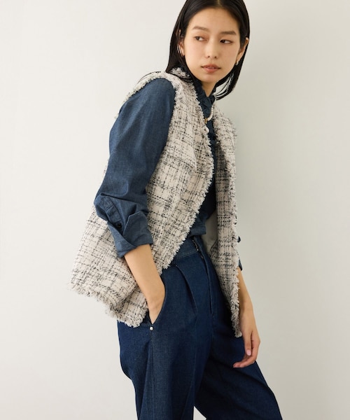 ROPE'（ロペ）の「ツイードVネックジレ（ベスト・レディース・キナリ系/サックス・F）」の10枚目の写真