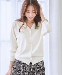 【ひんやり接触冷感】抜け感Ｖネックカーディガン（ＵＶカット・毛玉になりにくい・遮熱）<大きいサイズ有>