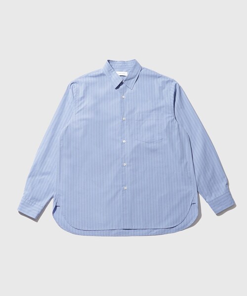 ADAM ET ROPE'（アダムエロペ）の「ストライプタイプライターレギュラーカラーシャツ（シャツ/ブラウス・メンズ・ダークブラウン/ブルー系・L/M）」の9枚目の写真