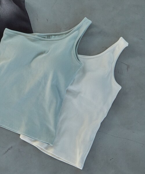 VIS（ビス）の「ワンショルダーテレコタンクトップ（タンクトップ・レディース・ライトグリーン/キナリ/ブラック・F）」の21枚目の写真