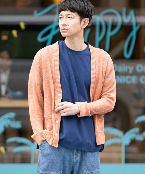 URBAN RESEARCH Sonny Label（アーバンリサーチサニーレーベル）の「トップカラーリネンカーディガン∴（カーディガン/ボレロ・メンズ・オレンジ/グレー/ブルー/グリーン・M/L）」の5枚目の写真