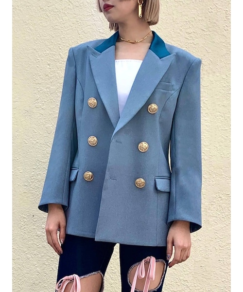 Triangle Jacket Button PAMEO POSE(パメオポーズ)の「Inverted Triangle Jacket Blue(テーラードジャケット)」 - WEAR