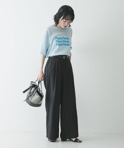 URBAN RESEARCH（アーバンリサーチ）の「『3サイズ展開』リネンイージーワイドスラックス（その他パンツ・レディース・OFF WHITE/BLACK/AMBER・36/38/40）」の21枚目の写真