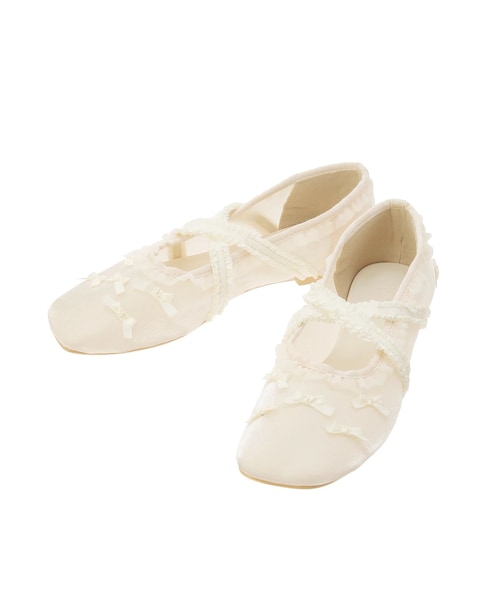 merry jenny（メリージェニー）の「petit ribbonシアーバレエシューズ（その他シューズ・レディース・アイボリー/ブラック・M/L）」の2枚目の写真