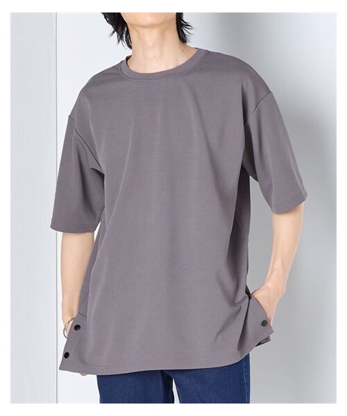 nissen（ニッセン）の「肌離れがよいオーバーサイズ裾ボタン付5分袖Tシャツ【大きいサイズ有】　吸汗速乾・UVカット（Tシャツ/カットソー・メンズ・ダークオレンジ/ダークブラウン/チャコール/黒・M/L/LL/3L/4L/5L/6L/8L/10L）」の15枚目の写真