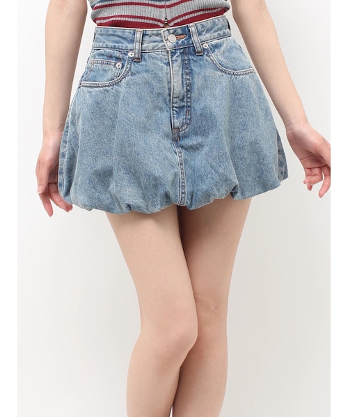 EVRIS（エヴリス）の「バルーンデニムショートパンツ（デニムスカート・レディース・ブラック/ブルー・S/M）」の4枚目の写真