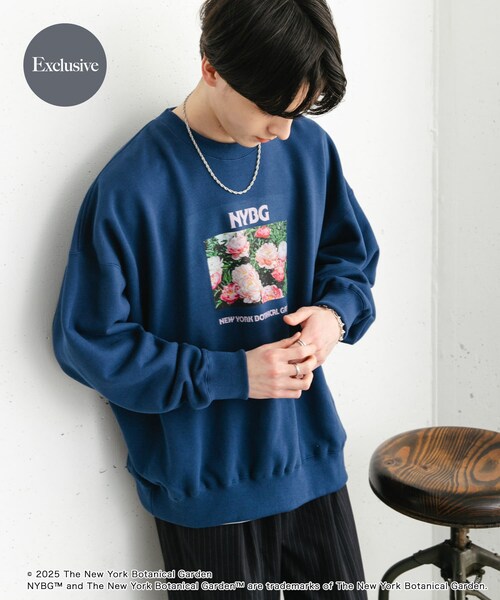 SENSE OF PLACE by URBAN RESEARCH（センスオブプレイスバイアーバンリサーチ）の「NYBG　クルーネックルーズスウェットB（スウェット・メンズ・BLUE/WHITE/BLACK・M/L）」の4枚目の写真