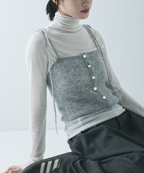 URBAN RESEARCH（アーバンリサーチ）の「シアーモヘヤキャミソール（ニット/セーター・レディース・L.GRAY/YELLOW/NAVY・Free）」の9枚目の写真