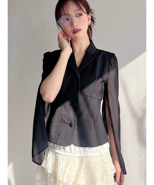 RESEXXY（リゼクシー）の「シアースリーブコルセットジャケット（テーラードジャケット・レディース・ホワイト/ブラック/ベージュ・F）」の10枚目の写真