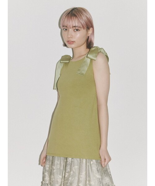 merry jenny（メリージェニー）の「ribbonアメスリリブtops（Tシャツ/カットソー・レディース・ブラック/オレンジ/グリーン/ベージュ・F）」の19枚目の写真