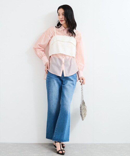 VIS（ビス）の「立体フラワービスチェ（キャミソール・レディース・ブラック/ホワイト・F）」の4枚目の写真