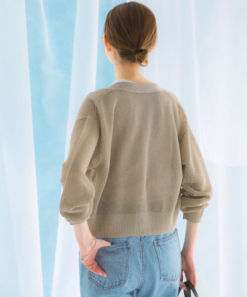 URBAN RESEARCH ROSSO（アーバンリサーチロッソ）の「メッシュラメショートカーディガン（カーディガン/ボレロ・レディース・BEIGE/YELLOW/BLACK・FREE）」の15枚目の写真