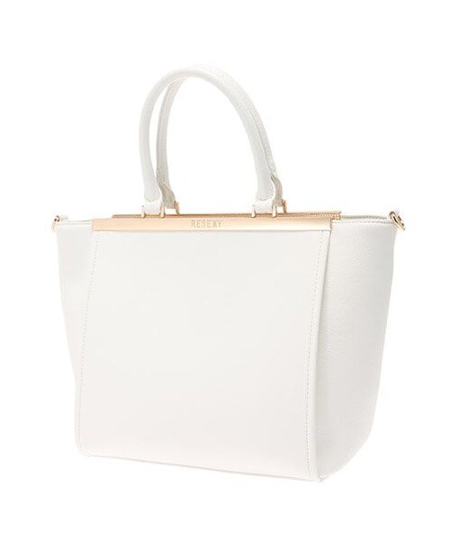 RESEXXY（リゼクシー）の「GOLDプレートトートBAG（トートバッグ・レディース・ホワイト/ピンク/ライトイエロー・F）」の3枚目の写真