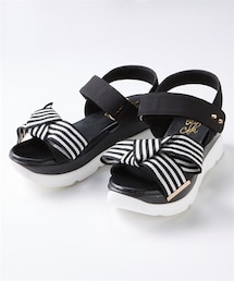 nissen | 【ゆったり幅広】リボンモチーフスポーツサンダル（低反発中敷）（ワイズ４Ｅ）(サンダル)