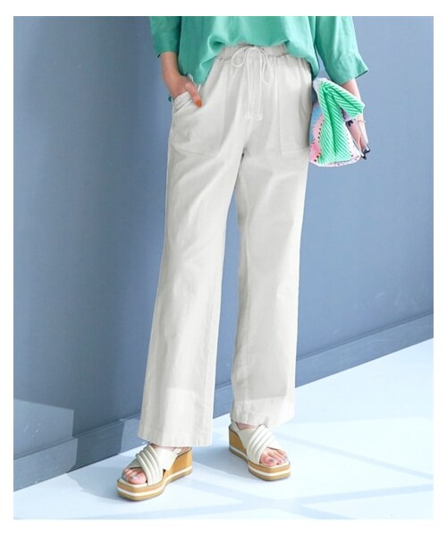 nissen（ニッセン）の「綿混スラブちょいゆるストレートパンツ（ゆったりヒップ）＜大きいサイズ有＞（パンツ・レディース・ナチュラルベージュ/ネイビー/オフホワイト/カーキ/チャコール・L/LL/3L/4L/5L/6L/8L/10L/S/M）」の12枚目の写真