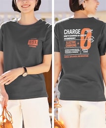 nissen | 大きいサイズ 綿混プリントTシャツ（吸汗速乾）（薄手素材）(Tシャツ/カットソー)