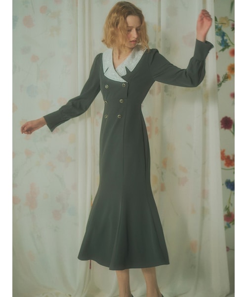 RESEXXY（リゼクシー）の「エンブロイダリーマーメイドワンピース（ワンピース・レディース・アイボリー/チャコールグレー・F）」の4枚目の写真