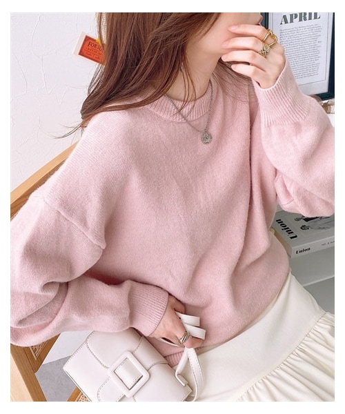 nissen（ニッセン）の「オーバーサイズシャギーニット（ニット/セーター・レディース・ピンク/アイボリー・1(S~M)/2(L~LL)）」の4枚目の写真