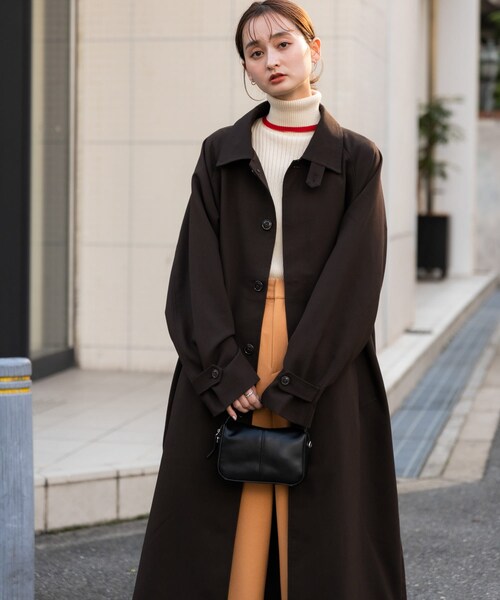 SENSE OF PLACE by URBAN RESEARCH（センスオブプレイスバイアーバンリサーチ）の「『ユニセックス』バルマカーンルーズコート（ステンカラーコート・メンズ・BLACK/BROWN/BLUE・M/L）」の2枚目の写真