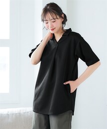 nissen | 便利ポケット付！スキッパージャージトップス（抗菌防臭）（吸汗速乾）（ＵＶカット）(スウェット)