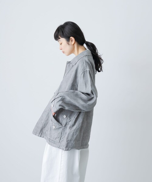 かぐれ（カグレ）の「MITTAN　和紙大麻ジャケット(ベンガラ染)（シャツ/ブラウス・レディース・ベンガラ白/松煙・2）」の13枚目の写真