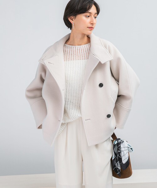 URBAN RESEARCH ROSSO（アーバンリサーチロッソ）の「スーパー140シャルム2WAYカラーコート（テーラードジャケット・レディース・L/GREIGE/MOCHA/CHARCOAL・FREE）」の8枚目の写真