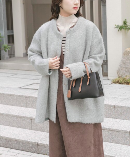 ITEMS URBANRESEARCH（アイテムズ アーバンリサーチ）の「ダブルフェイスミドルカーディガン（テーラードジャケット・レディース・L.BLU/NVY/BRN・Free）」の4枚目の写真