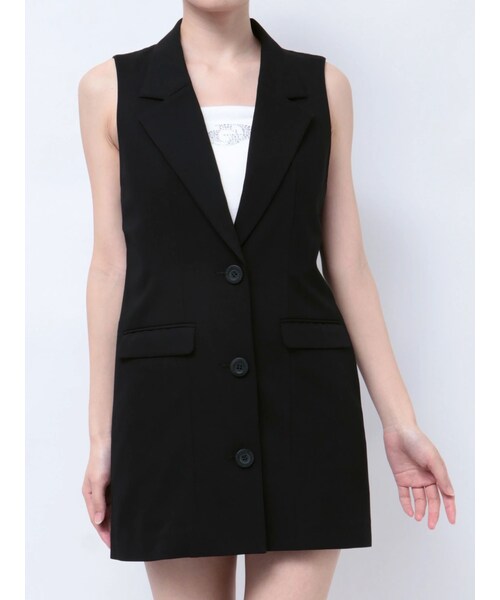 GYDA（ジェイダ）の「ノースリーブジャケット【SETUP着用可】（ノーカラージャケット・レディース・グレー/ブラック/ベージュ・F）」の2枚目の写真